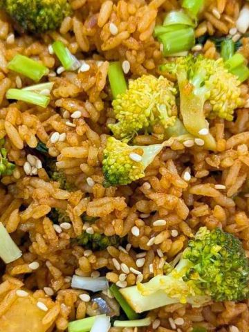 Gochujang fried rice close up