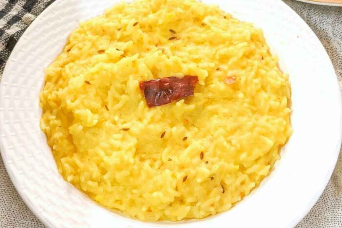 Moong dal khichdi on a plate