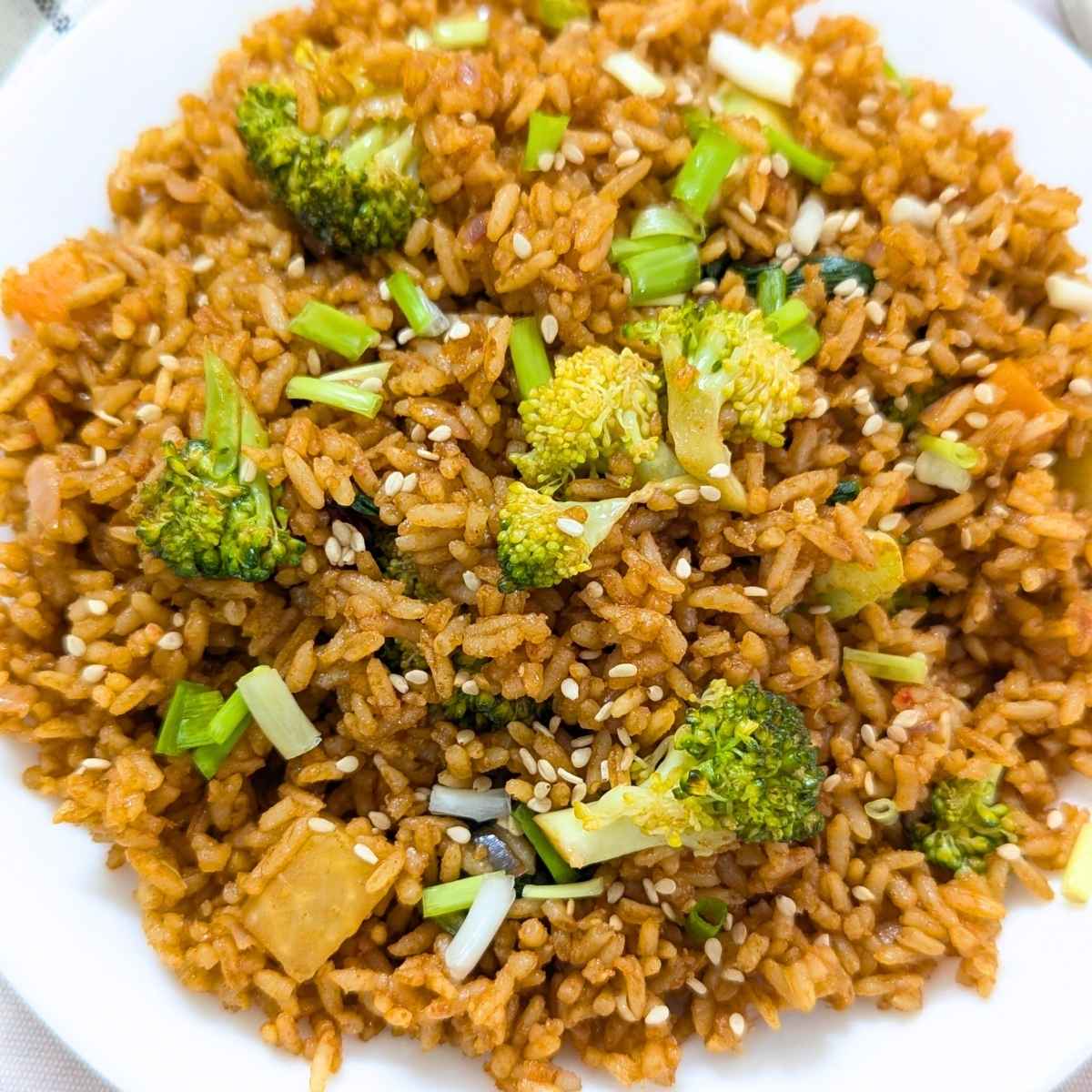 gochujang fried rice in a plate