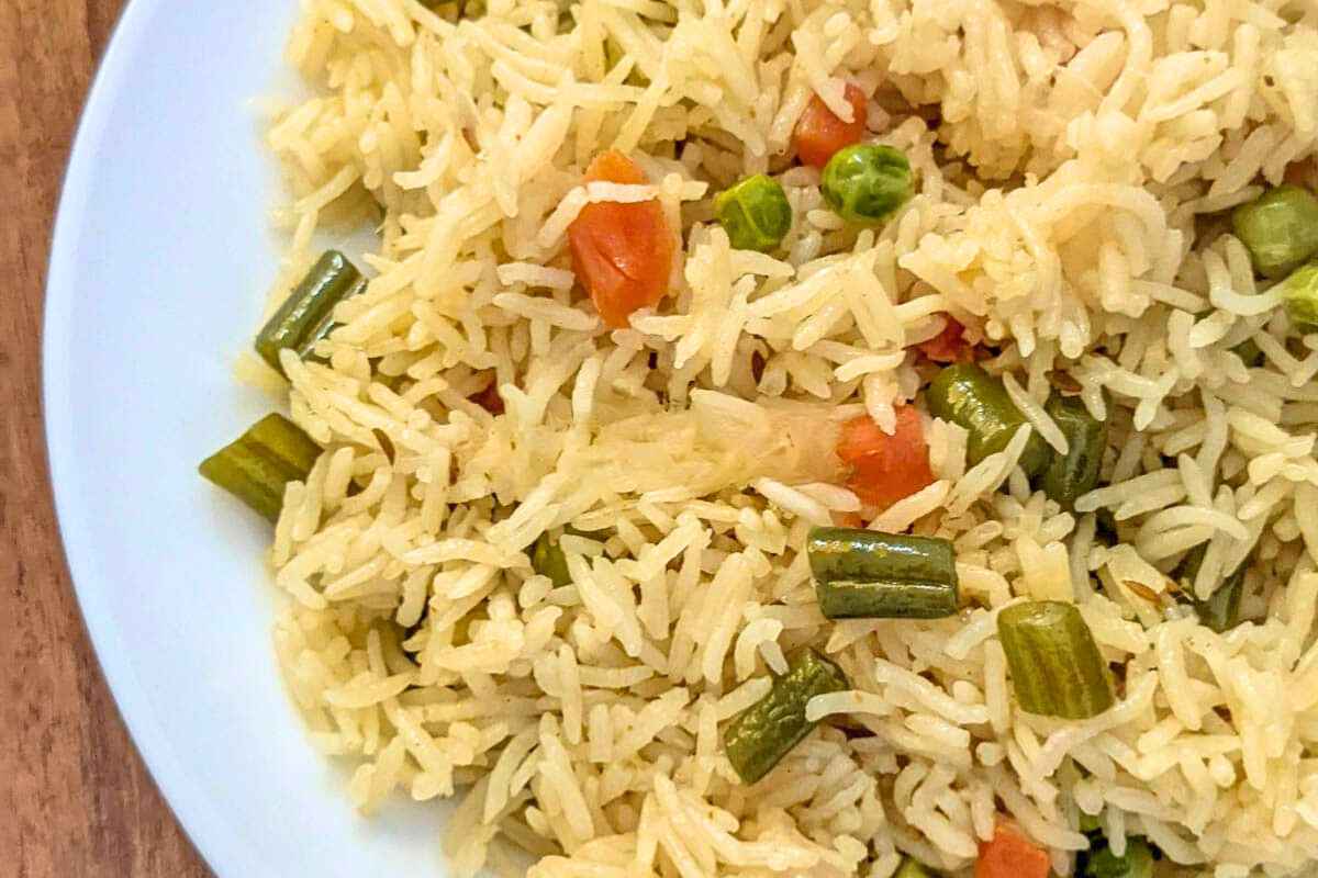 Vegetable pulao on a plate