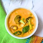 Delicious bowl of Thai Red Curry Soup with Vegetables