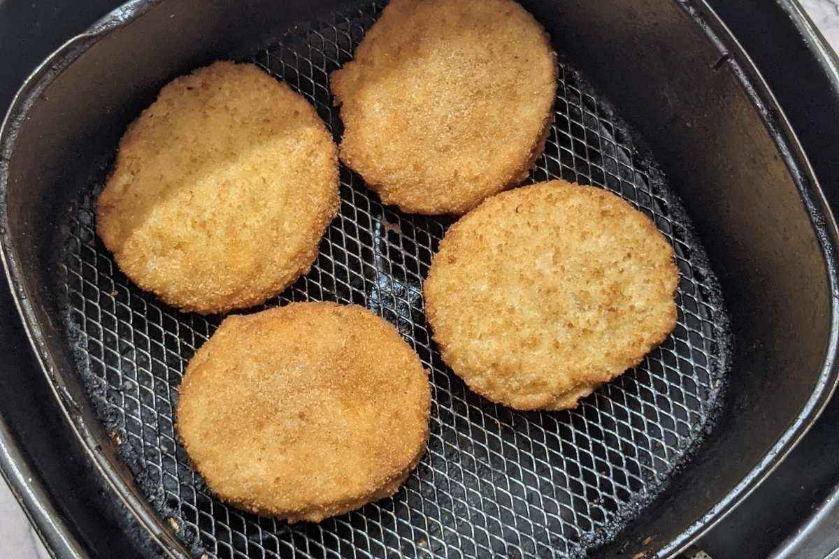 Chicken patties in air fryer basket