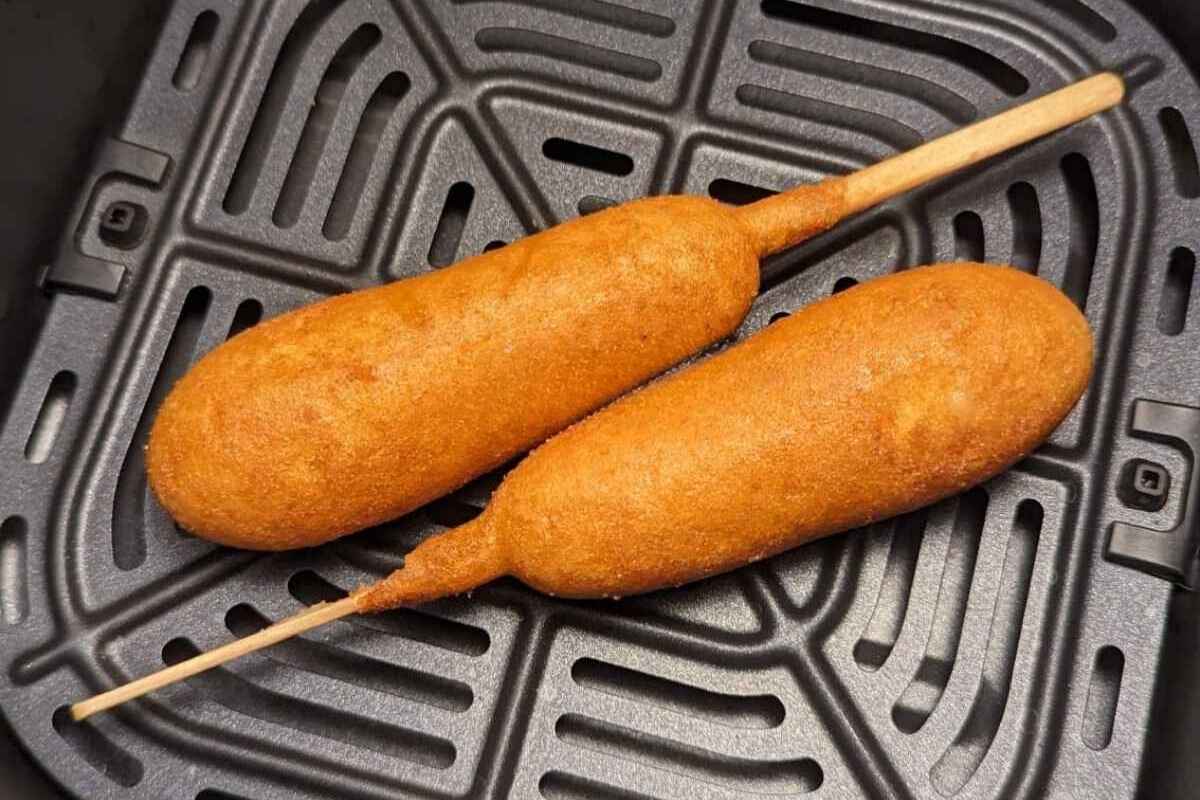 Corn dogs in air fryer basket