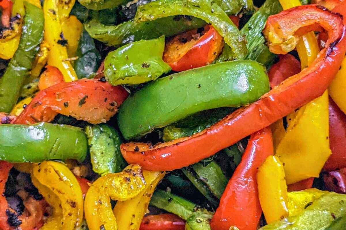 Air fried peppers closeup