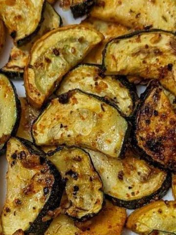Delicious air fried zucchini and squash closeup
