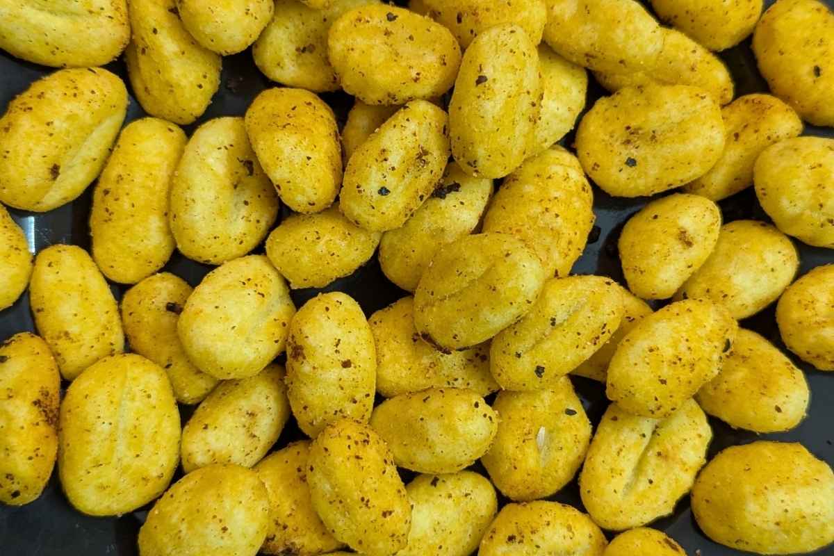 Close up of air fried gnocchi