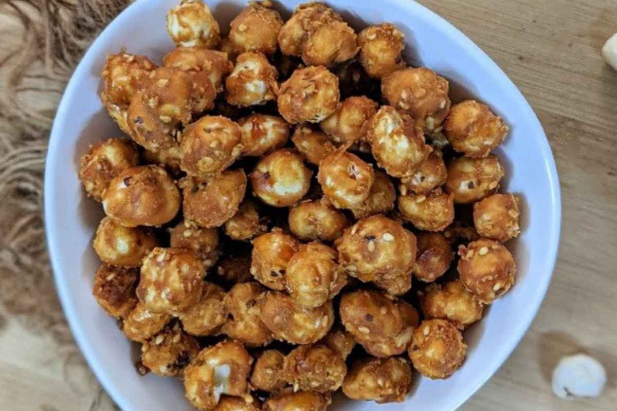 Gur makhana in a bowl