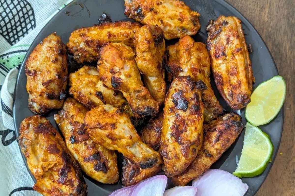 Tandoori chicken wings on a plate