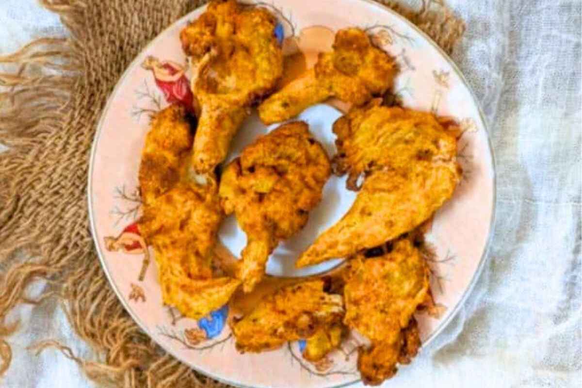 Air fried oyster mushrooms on a plate