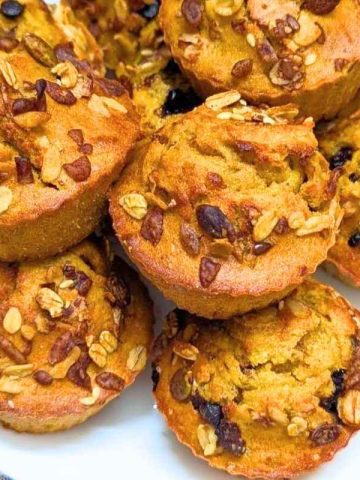 Pumpkin muffins on a white plate