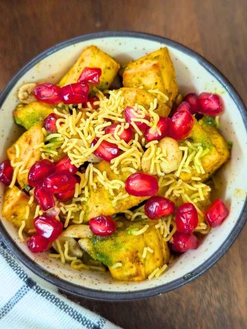 A bowl of sweet potato chaat