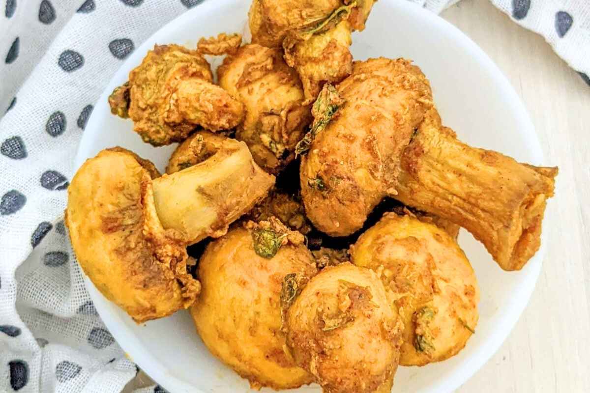 Tandoori mushrooms in a bowl