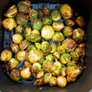 Roasted Brussels sprouts in air fryer basket