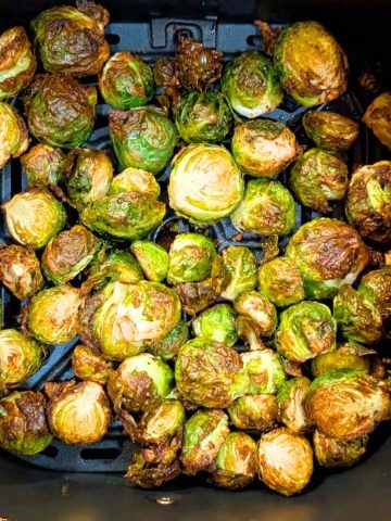 Roasted Brussels sprouts in air fryer basket