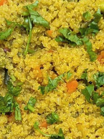 Close up of quinoa upma