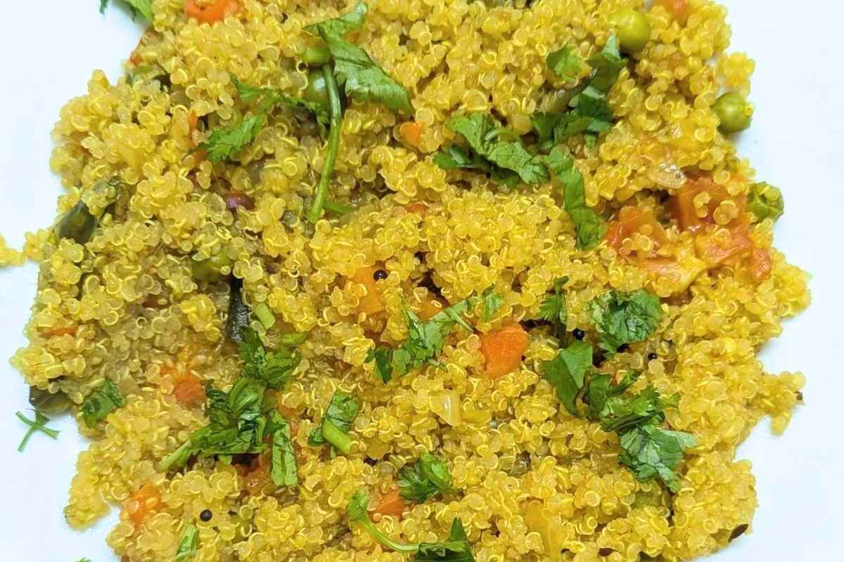 Close up of quinoa upma