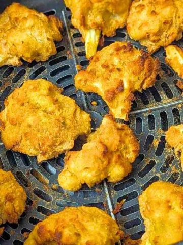 Breaded cauliflower after air frying