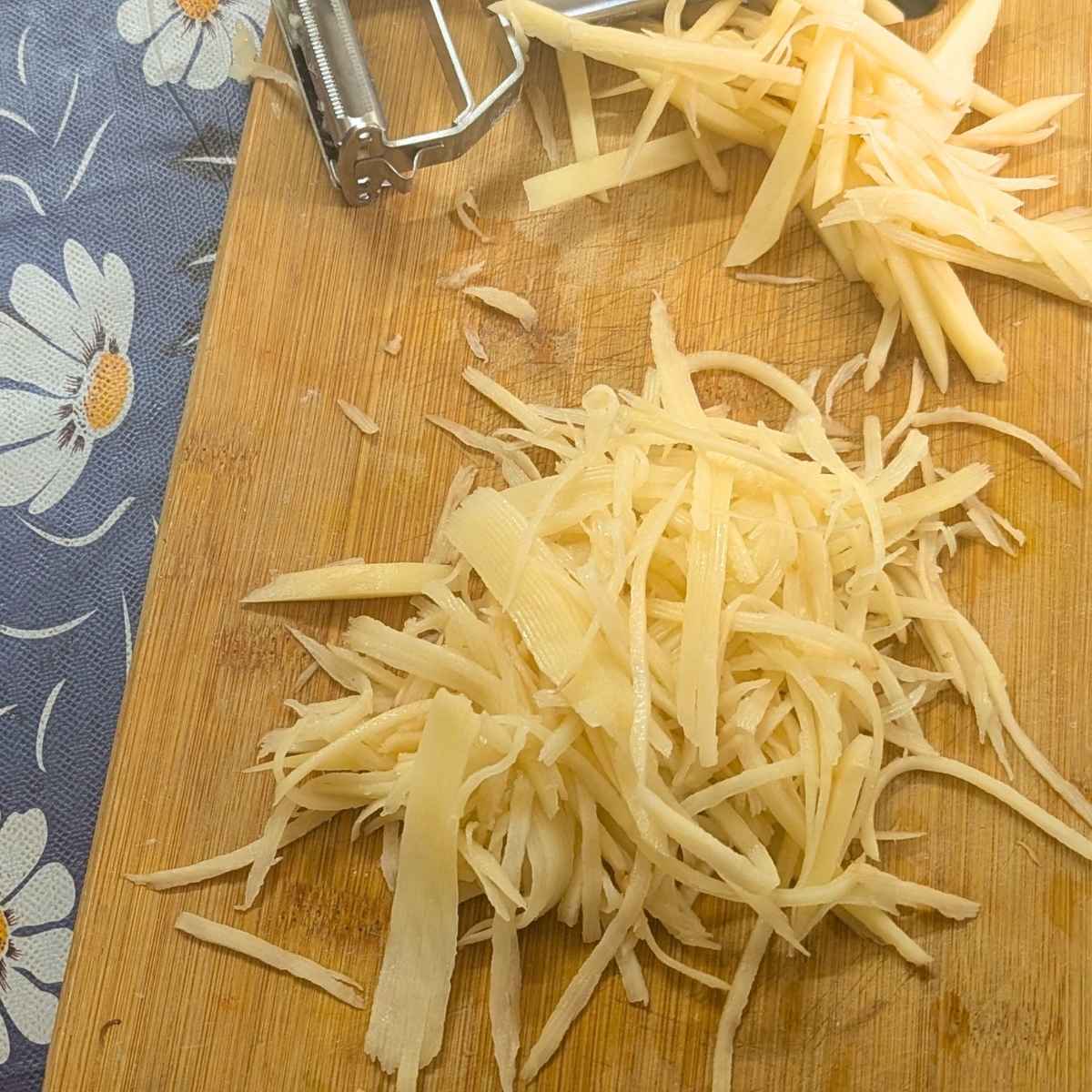 After slicing potatoes into shoestring fries