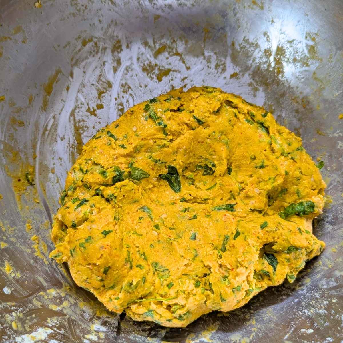 Kothimbir vadi dough prepared