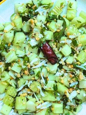 Delicious Indian cucumber peanut salad on a plate