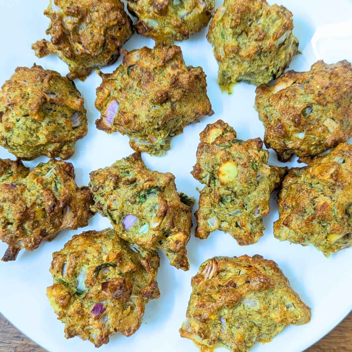 Close up of sprouted moong pakode on a plate