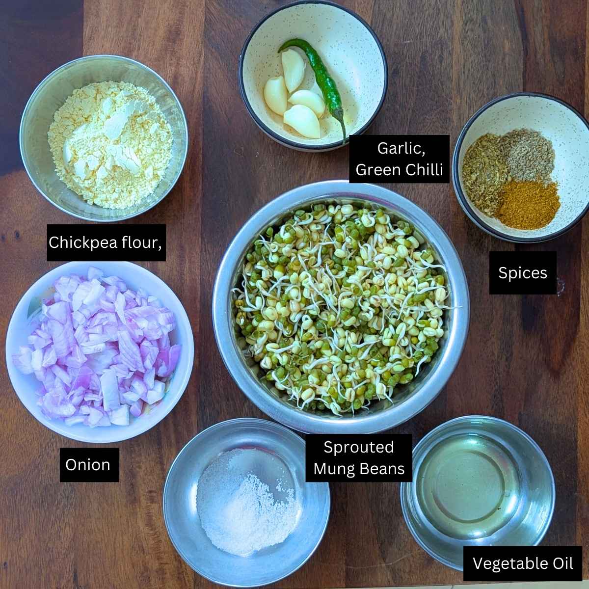 Ingredients for making moong dal pakode