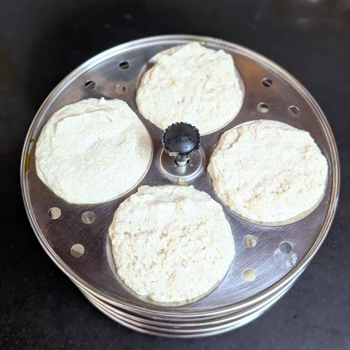 Quinoa idli batter for steaming in moulds