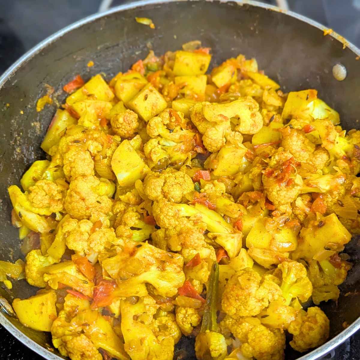 Aloo gobi in a pan
