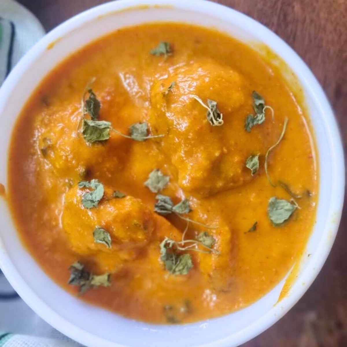 Chicken tikka masala served in a bowl
