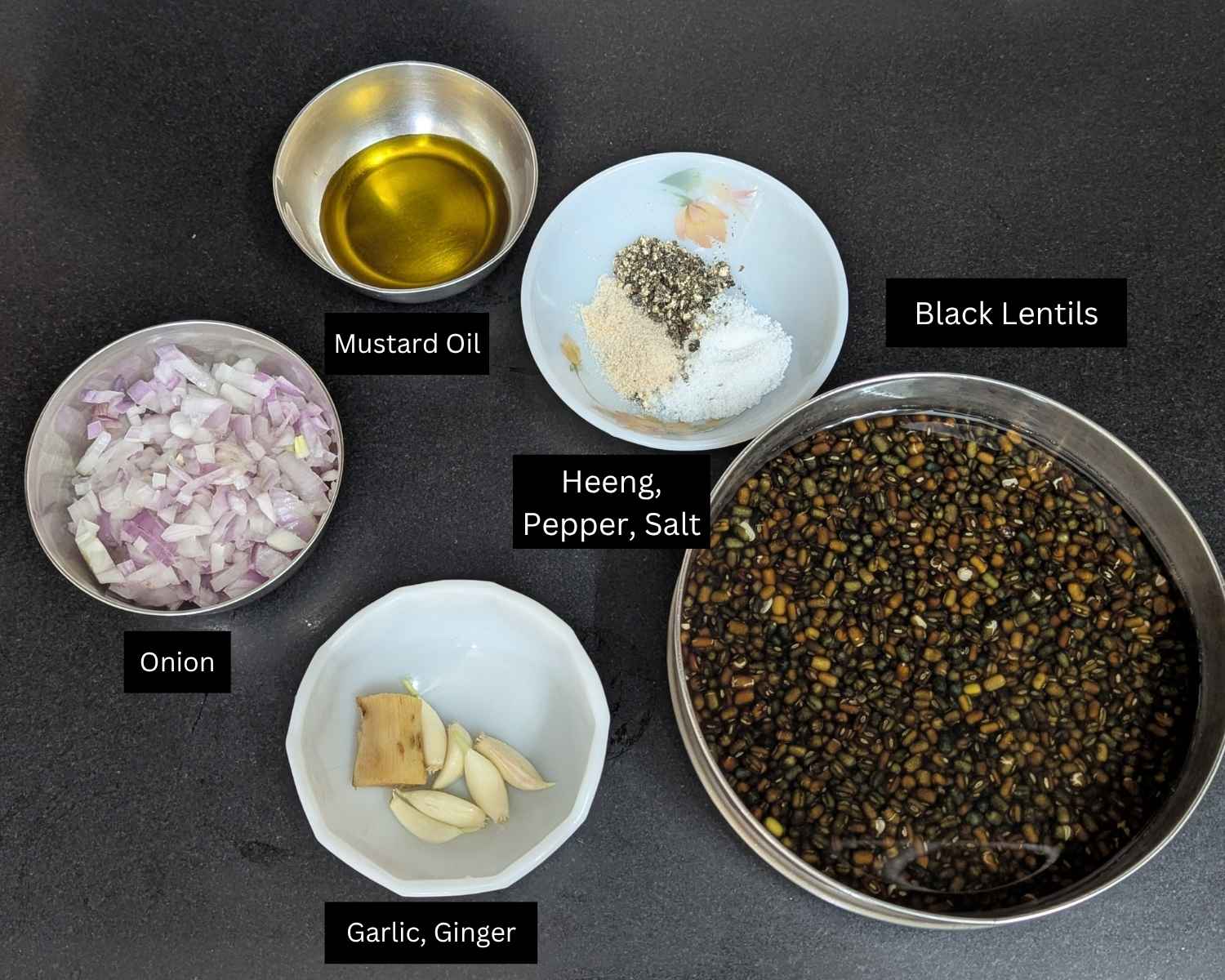 Ingredients for cooking maa ki daal in pressure cooker