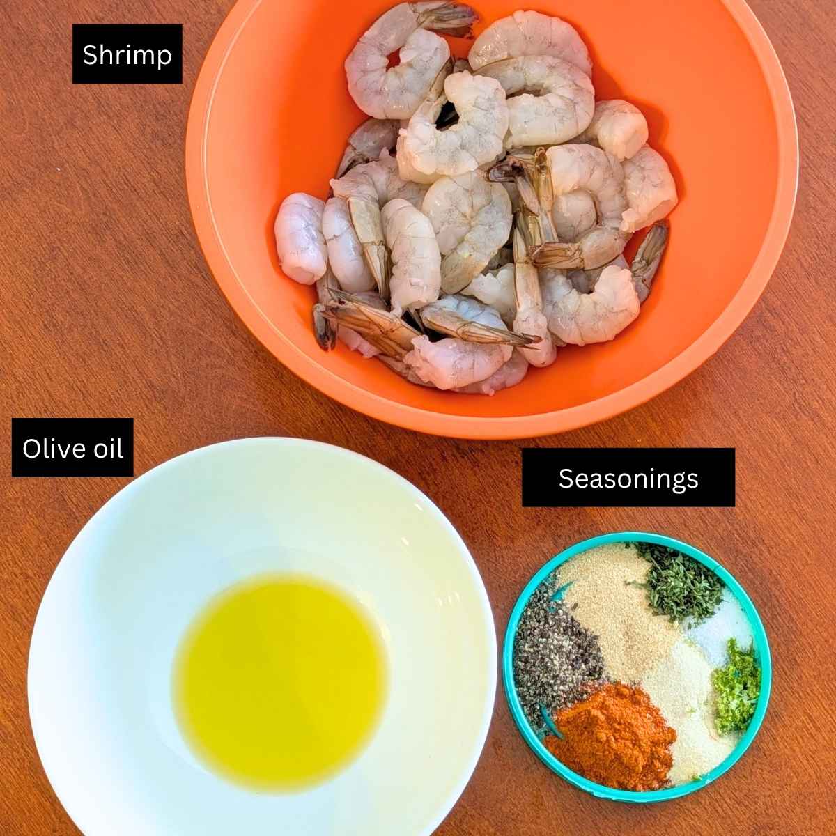 Ingredients to make crispy air fried shrimp