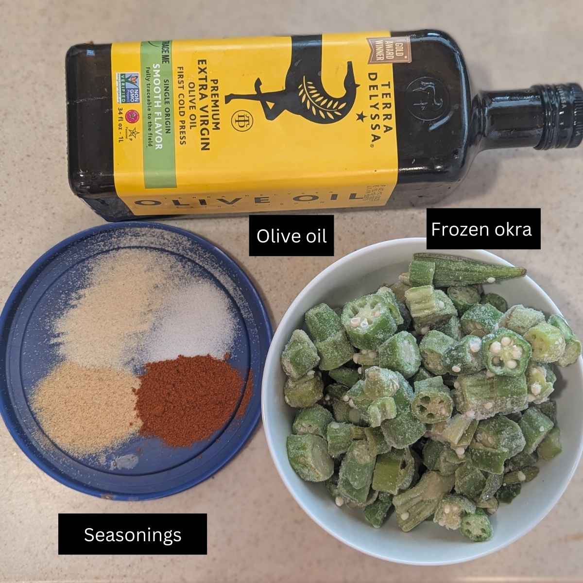 Ingredients for making air fried okra