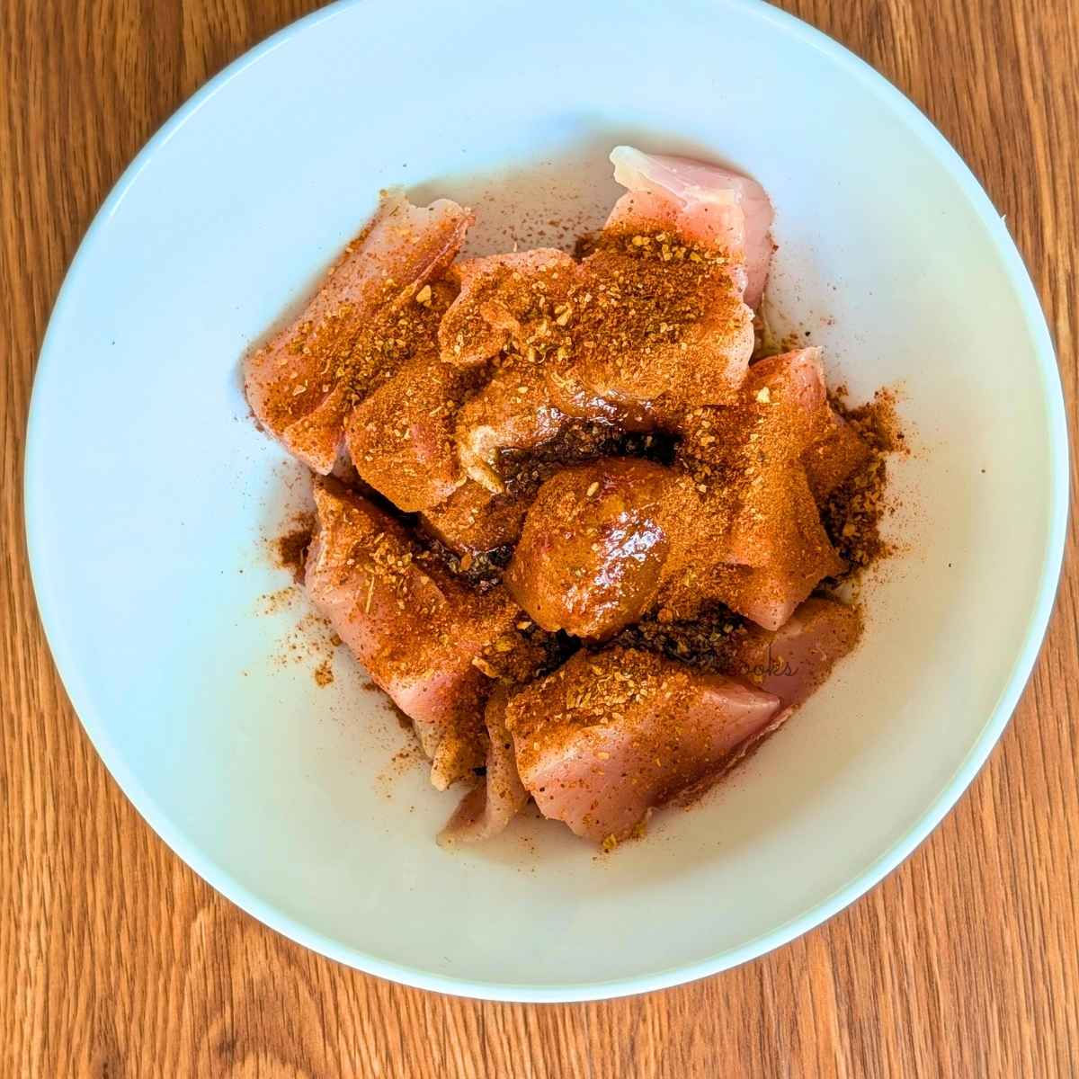 Chicken breast cubes with taco seasoning