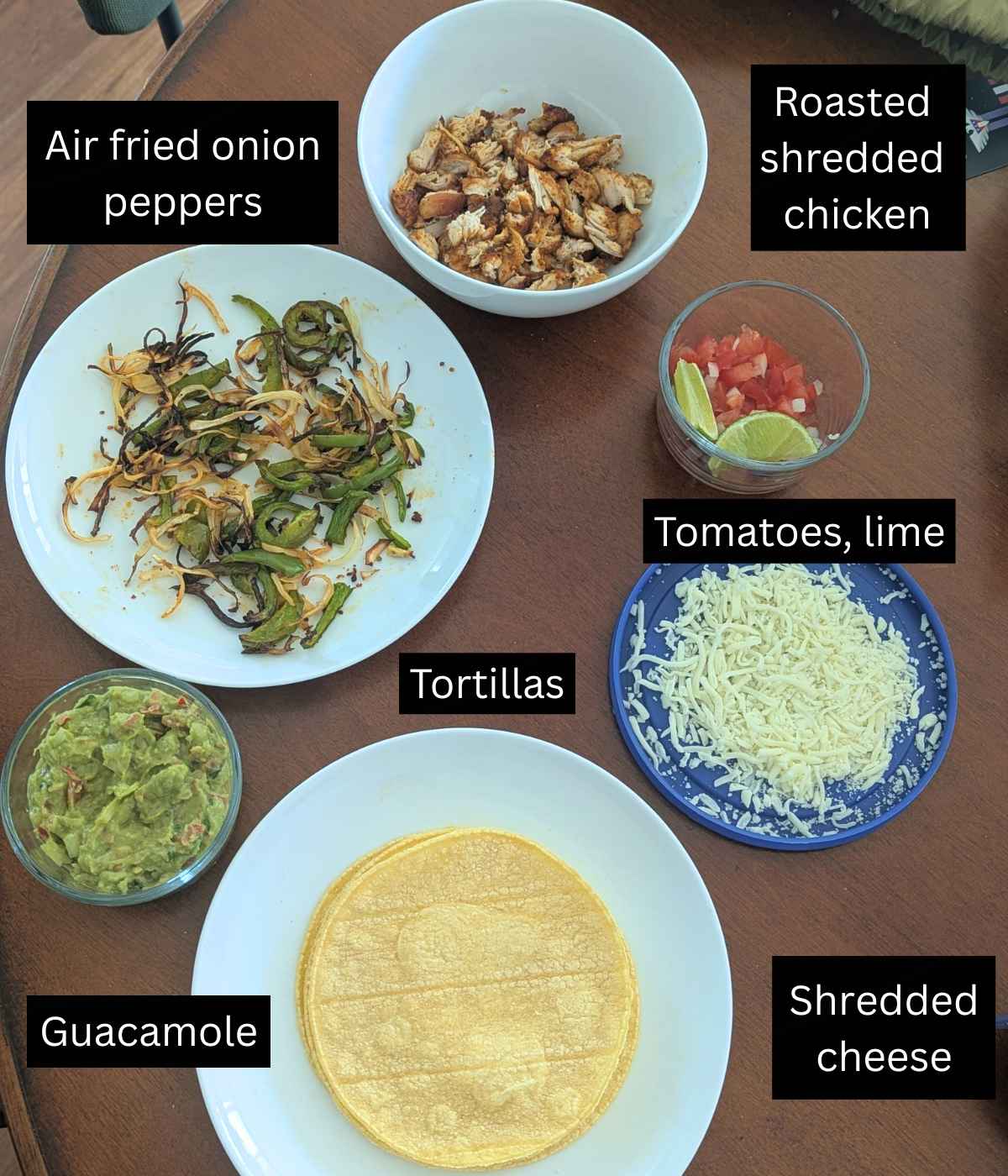 Ingredients to make chicken tacos