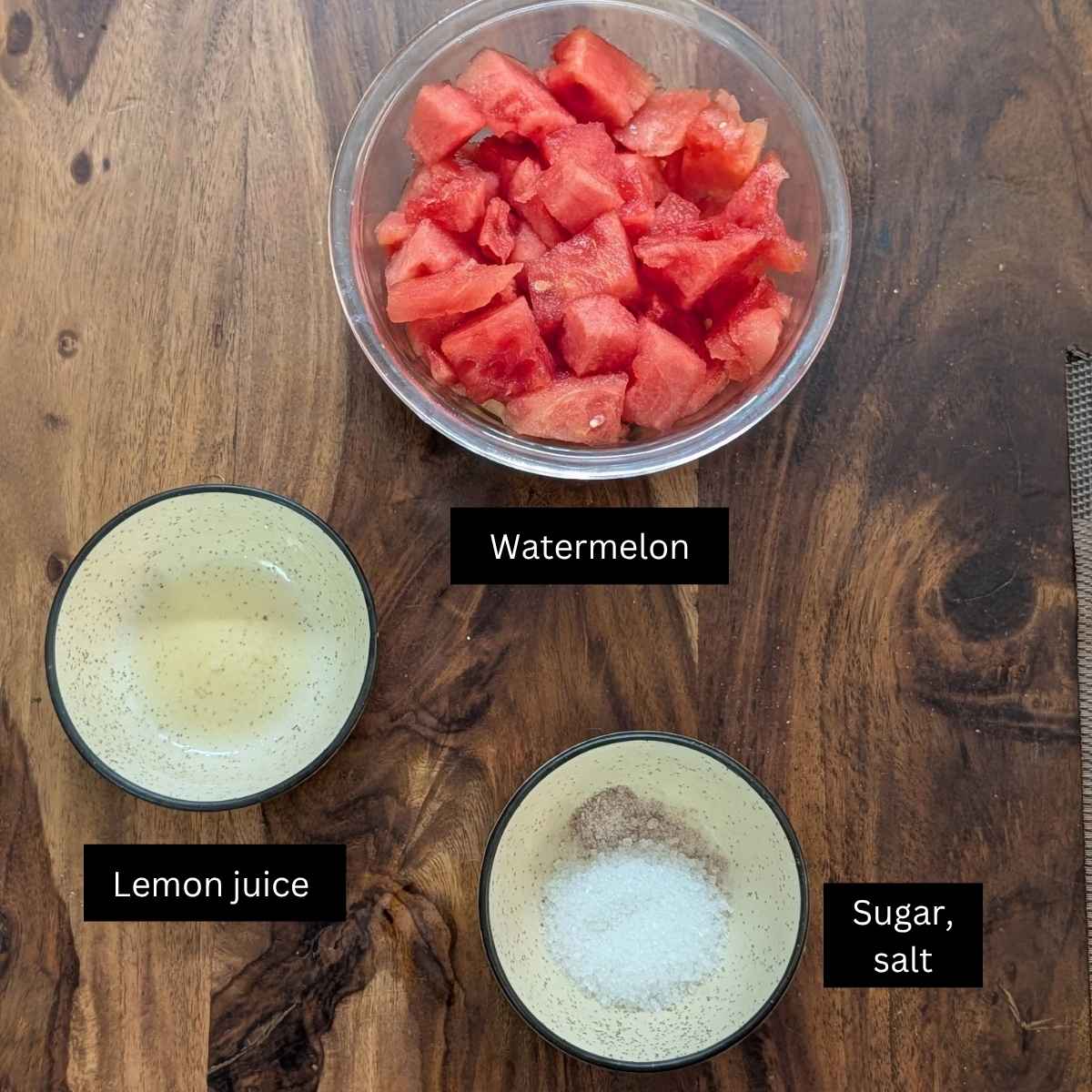 Ingredients for making watermelon popsicles