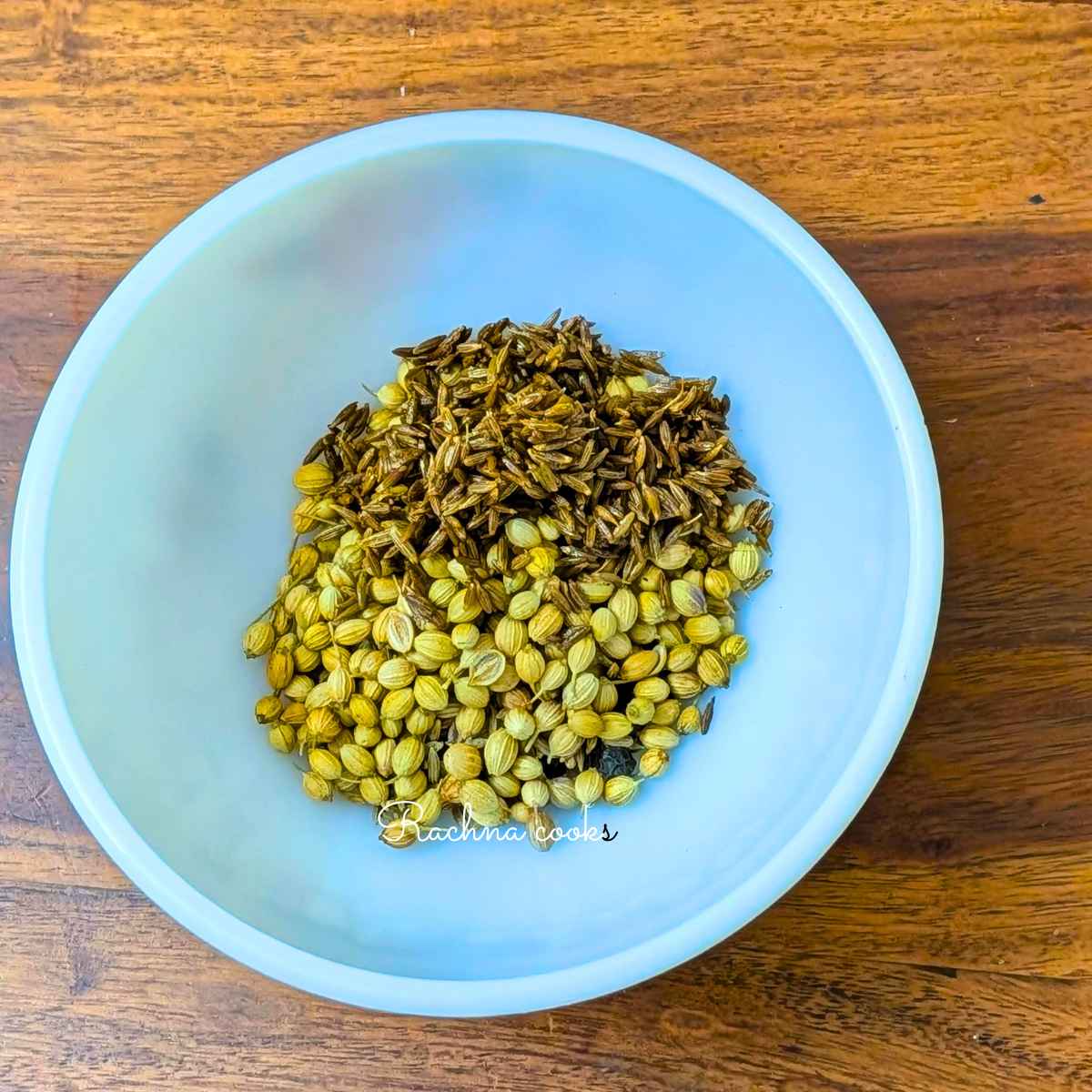 Dry spices after roasting in a bowl.