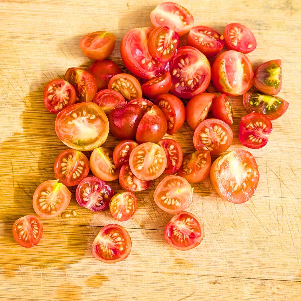 Cherry tomatoes cut into halves